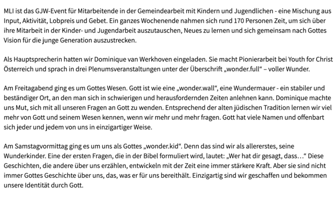 MLi Bericht Screenshot MLi Bericht Screenshot